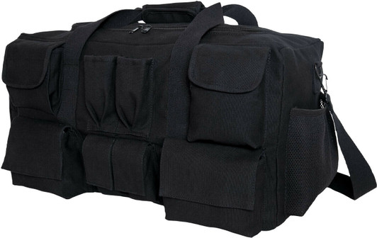 Black Canvas Tactical Multi Pocketed Gear Bag Shoulder Carry Bag