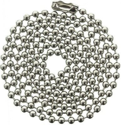 24in Long Ball Chain Stainless Steel Metal Dog Tag Necklace 2.3mm Bead 5 Pack
