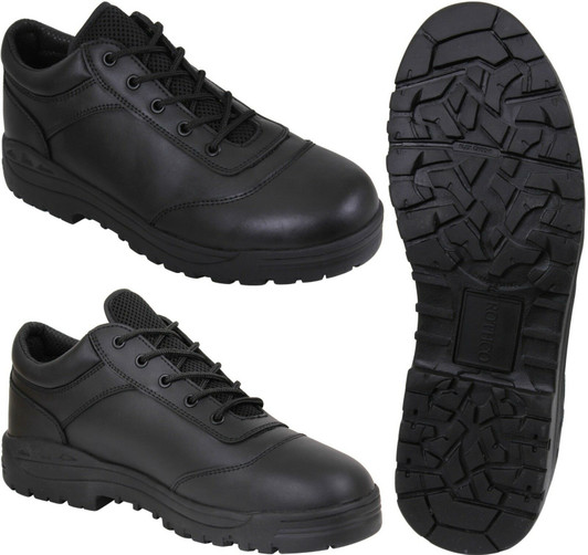 Black Athletic Oxfords Tactical Leather Utility Shoes Work Duty Uniform Soft Toe