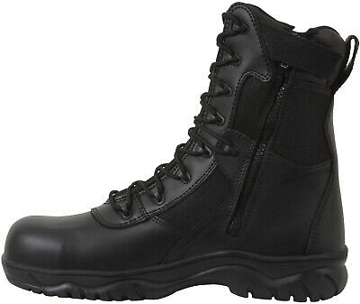 Black Side Zipper Composite Toe 8 Inch Tactical Boots