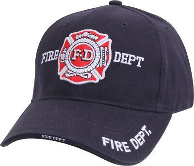Navy Blue Deluxe Fire Department Low Profile Baseball Hat Cap