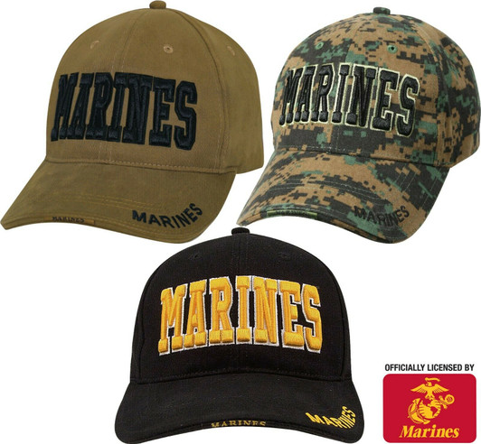MARINES Baseball Hat Adjustable Low Profile USMC Deluxe 3D Embroidery Ball Cap