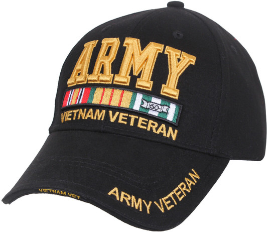 Black Deluxe US Army Vietnam Veteran Ribbon Low Profile Baseball Hat Cap
