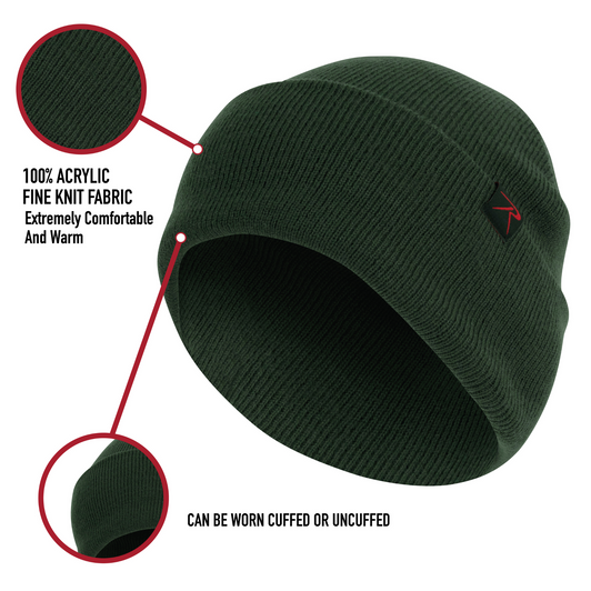 Fine Knit Deluxe Acrylic Watch Cap Solid Colors Cold Weather Hat
