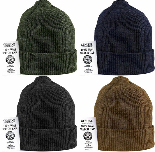 Military 100% Wool Knit Winter Hat Wool Watch Cap Beanie USA Made