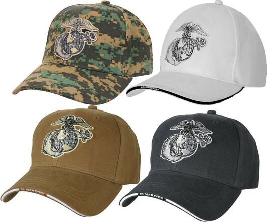 USMC Logo Baseball Hat Adjustable Deluxe 3D Marines Globe & Anchor Logo Cap