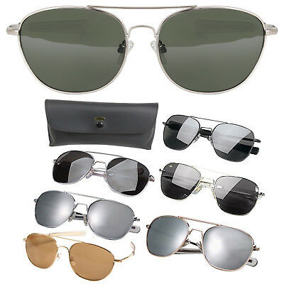 Aviator US Air Force Style Pilot Sunglasses Military Army Frames Lenses & Case