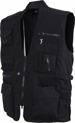 Black Multi-Pocket Cargo Tactical Concealed Carry Travel Vest