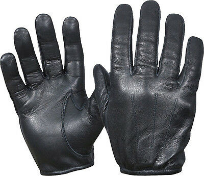 Black Tactical Police Cut Resistant Leather Gloves