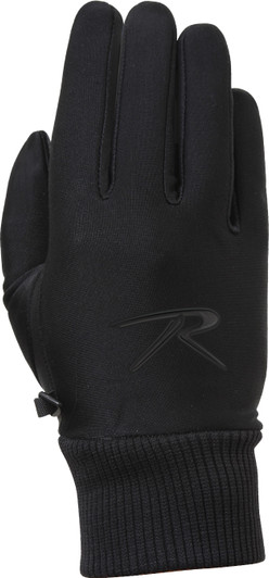 Black Soft Shell Stretchy Waterproof Gloves with Fleece Lining
