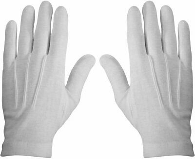 White Cotton Parade Gloves Military Dress Formal Tuxedo Police Marching Band