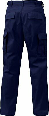 Dark Navy / Midnight Blue Zipper Fly Military Fatigues Cargo Uniform Pants