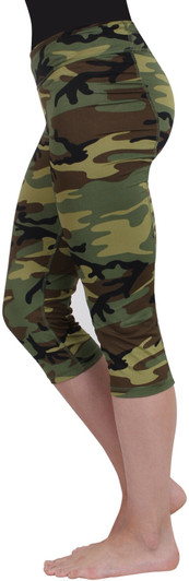 Womens Camo Stretch Yoga Pants Ladies Athletic Gym Run Workout Capris Army