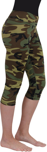 Womens Camo Stretch Yoga Pants Ladies Athletic Gym Run Workout Capris Army