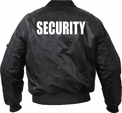 Official Security Uniform Black Jacket Officer Guard MA-1 Bomber Flight Coat