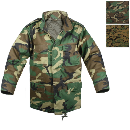 Kids M-65 Camo Field Jacket Water Repellent Military Cold Weather Coat with Quilted Liner & Hood