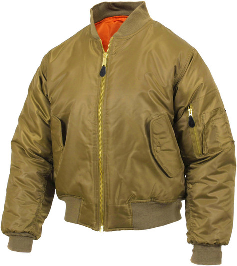 Coyote Brown Military Air Force MA-1 Reversible Bomber Coat Flight Jacket