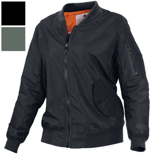 Women's Lightweight MA-1 Flight Jacket Enhanced Nylon Military Air Force Style Ladies Bomber Coat