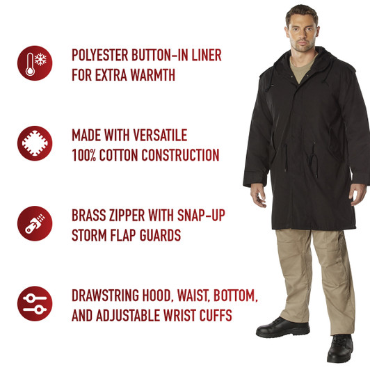 Military M-51 Fishtail Parka Hooded Army Field Winter Jacket Long Tail Trench