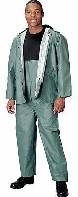 Olive Drab PVC Rain Suit Waterproof 2 Piece Jacket & Pants Set