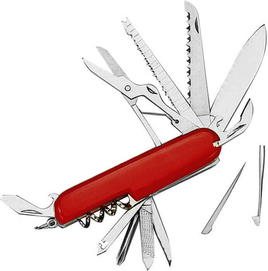 Red Swiss Army Type Metal 11 Function Multi Tool Survival Rescue Pocket Knife