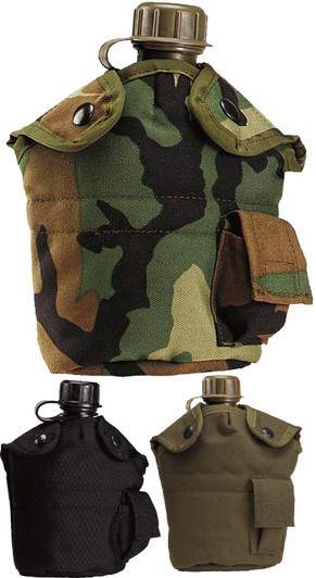 Nylon Canteen Cover 1 Qt Clips Fleece Travel Outdoor Hiking Military Tactical