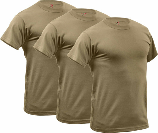 3 Pack - Coyote Brown AR 670-1 Compliant Quick Dry Moisture Wicking Army T-Shirt