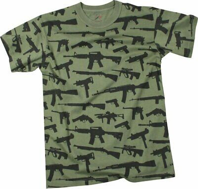 Olive Drab Guns & Rifles Tee 2nd Amendment Rights Vintage Short Sleeve T-Shirt