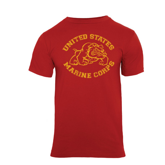 Red Marines Bulldog T-Shirt USMC Military Bull Dog Tee US Marine Corps