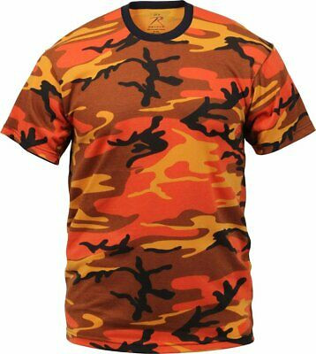 Mens Savage Orange Camouflage Tactical Military Short Sleeve T-Shirt