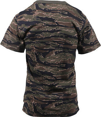 Mens Tiger Stripe Camouflage Tactical Military Short Sleeve T-Shirt