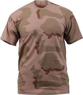 Mens Tri-Color Desert Camouflage Tactical Military Short Sleeve T-Shirt