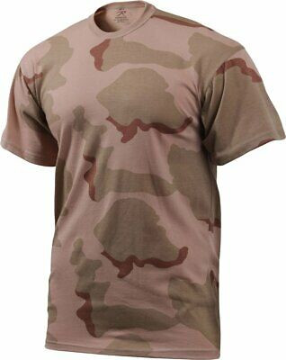 Mens Tri-Color Desert Camouflage Tactical Military Short Sleeve T-Shirt