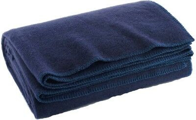 Navy Blue Wool Camping Blanket | Warm Winter Survival Blanket 62" x 80" 