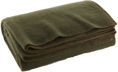 Olive Drab Wool Camping Blanket | Warm Winter Survival Blanket 62" x 80" (9093)