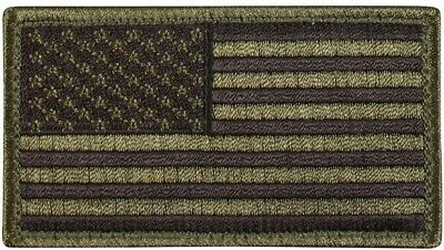 Olive Drab USA American Regular Flag Patch with Hook & Loop