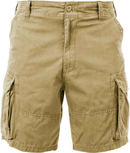 Mens Khaki Solid Military Vintage Army Paratrooper Shorts Cargo Shorts