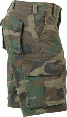 Mens Woodland Camouflage Vintage Military Paratrooper Cargo Shorts