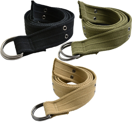 D Ring Military Pistol Style Belt 1.5" Heavy Duty Vintage Army Tactical Grommets