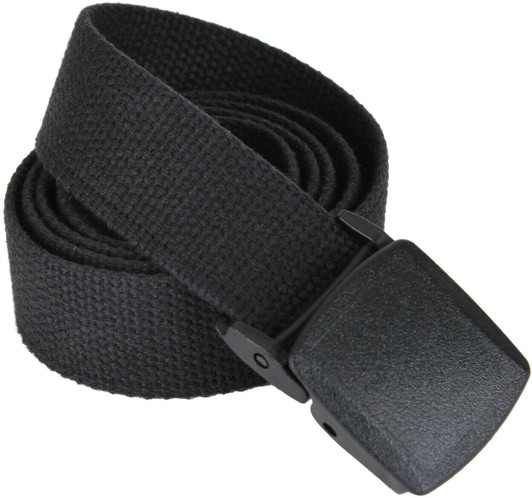 Black Military Tactical Web Belt w/ Black Plastic Buckle 54"