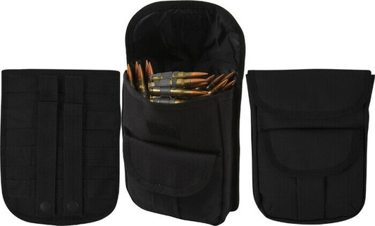 Black 2 Pocket Ammo Pouch 600D Tactical Poly MOLLE Utility Attachment 8" x 6.5"