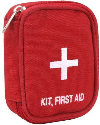 Red Canvas White Cross Kit First Aid Side Mini Zipper Pouch