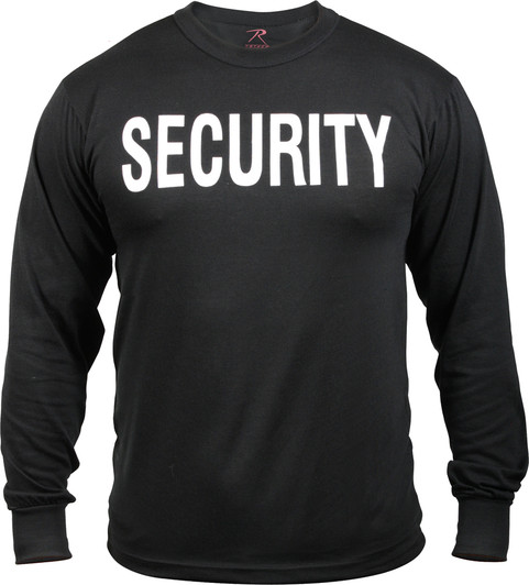 Black Long Sleeve Security Double Sided Raid Bouncer T-Shirt