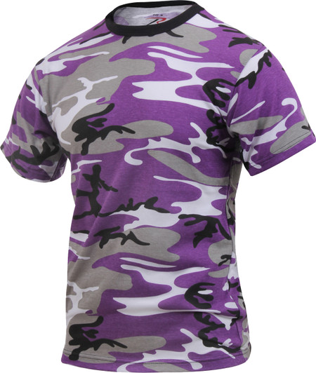 Mens Purple Camouflage Tactical Military Short Sleeve T-Shirt