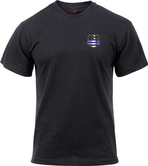 Mens Black Two Sided Thin Blue Line US Flag Distressed Athletic Muscle T-Shirt