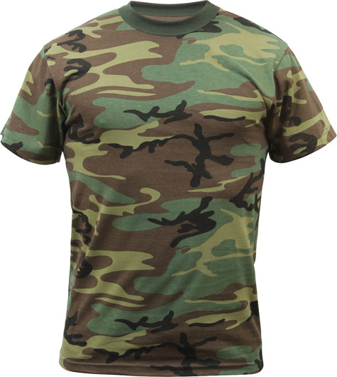 Kids Woodland Camouflage Heavyweight Premium Military T-Shirt