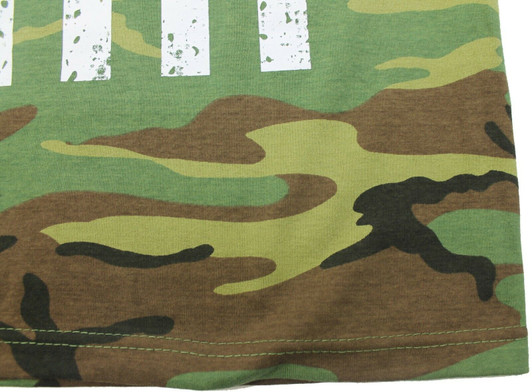 Distressed US Flag Camo T-Shirt American Woodland Military Army Tactical Tee