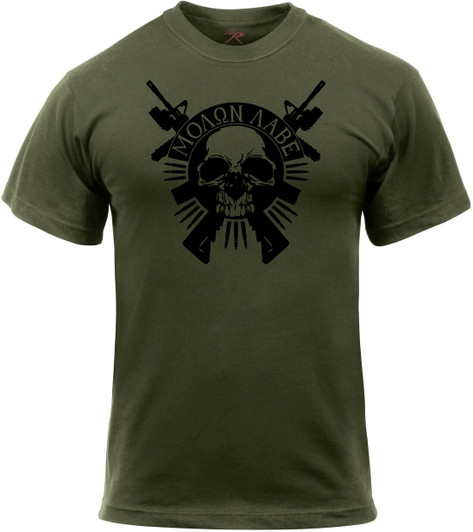 Olive Drab Molon Labe Skull & Crossed Rifles T-Shirt