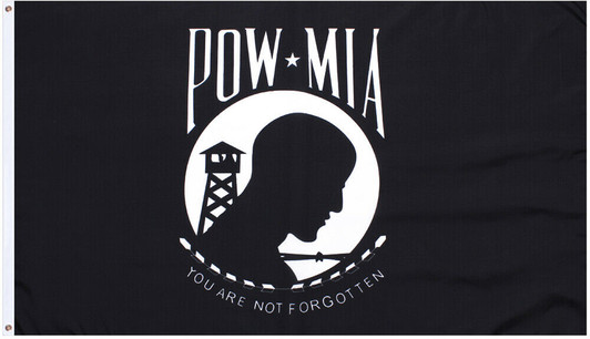POW MIA Flag 2'x3' Large High Quality, Black / White, You Are Not Forgotten
