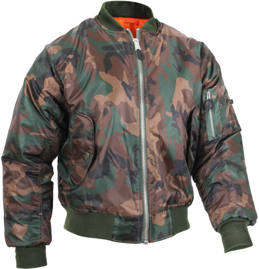 Woodland Camouflage Military Air Force MA-1 Reversible Bomber Coat Flight Jacket